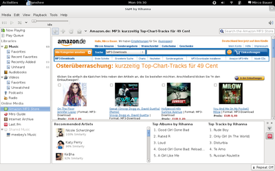 Banshee screenshot showing the Amazon MP3 Store plugin
